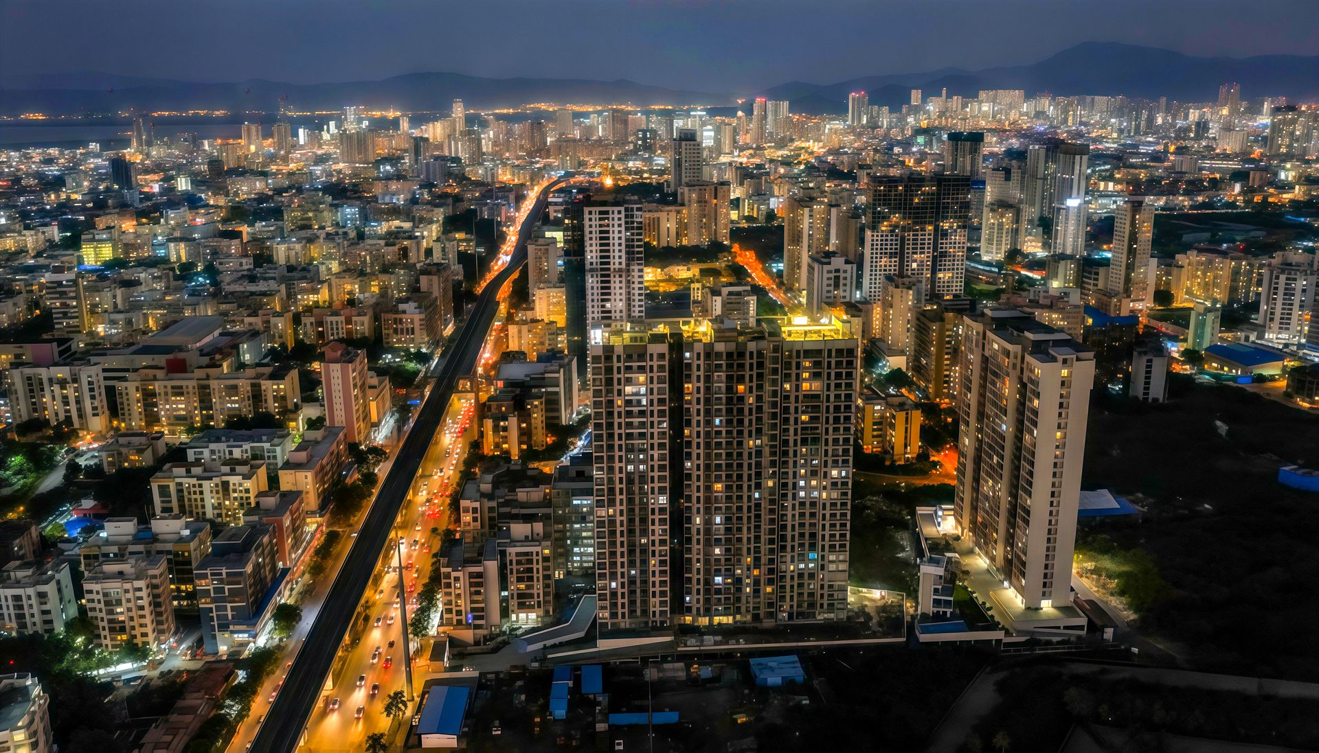 City skyline at night